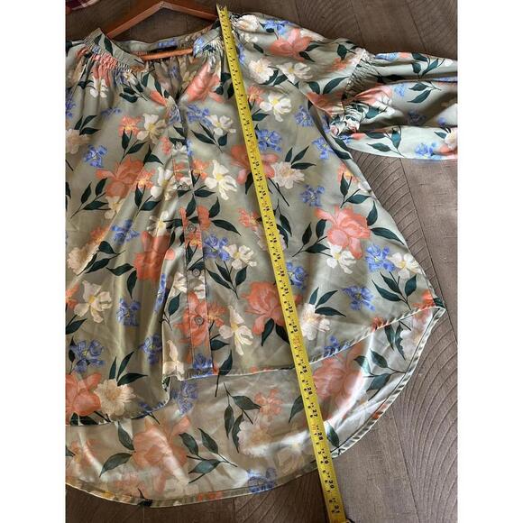 NWT Frye Last Dance Floral Teal Combo Blouse Women’s size XL - Picture 10 of 10